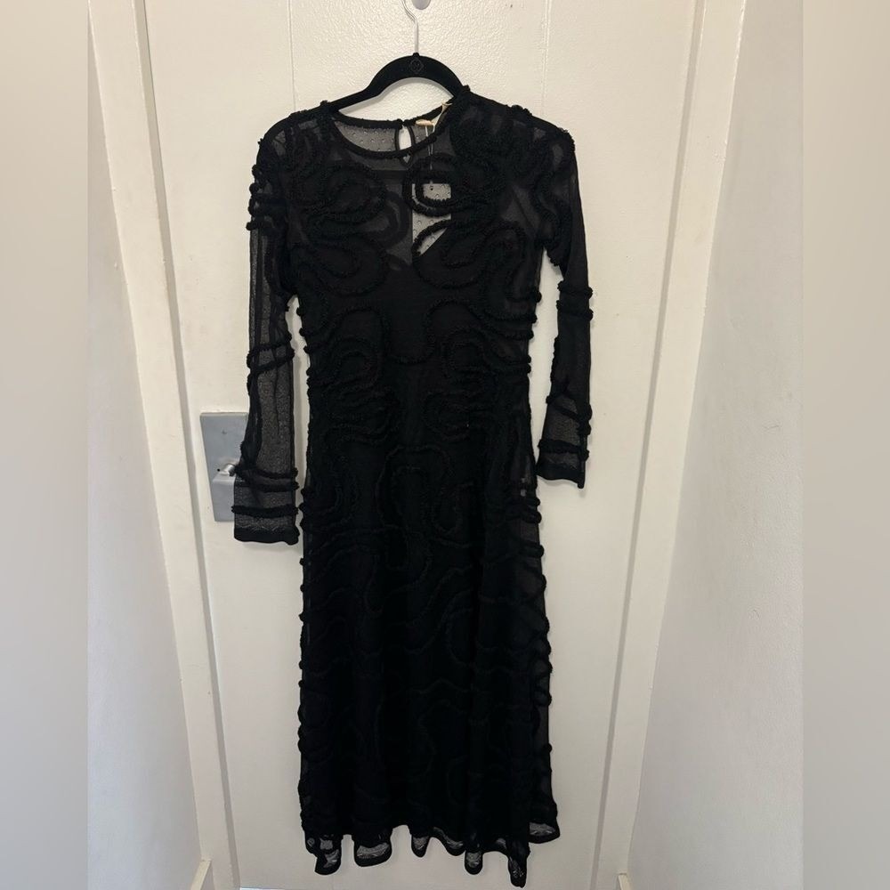 Ulla Johnson Valentina Dress Size Small Black Embroidered Mesh Maxi - Picture 4 of 10